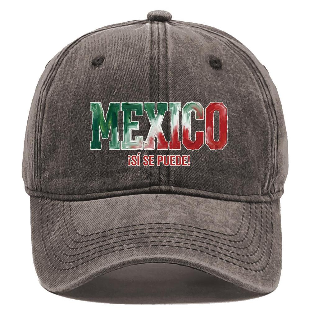 "MEXICO" "SI SE PUEDE" Flag Printed Snapback Baseball Cap , Adjustable Baseball Hat Lightweight Inelastic Fashion Unisex Dad Hat