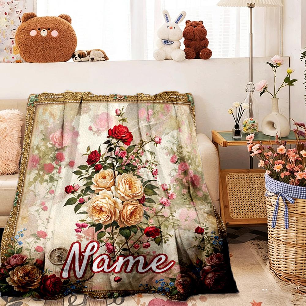 Floral Painting Home Customize Your Name Customize Your Name Blankets Soft Lightweight Comfortable Allseason Multipurpose Customize Your Name Blanket