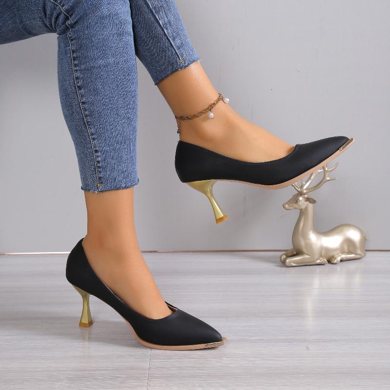 Fashion Summer Spring Party Women Shoes 2025 New Fashion Concise Medium High Heels Pointed Toe Shallow Mouth Thin Heels Woman Pumps