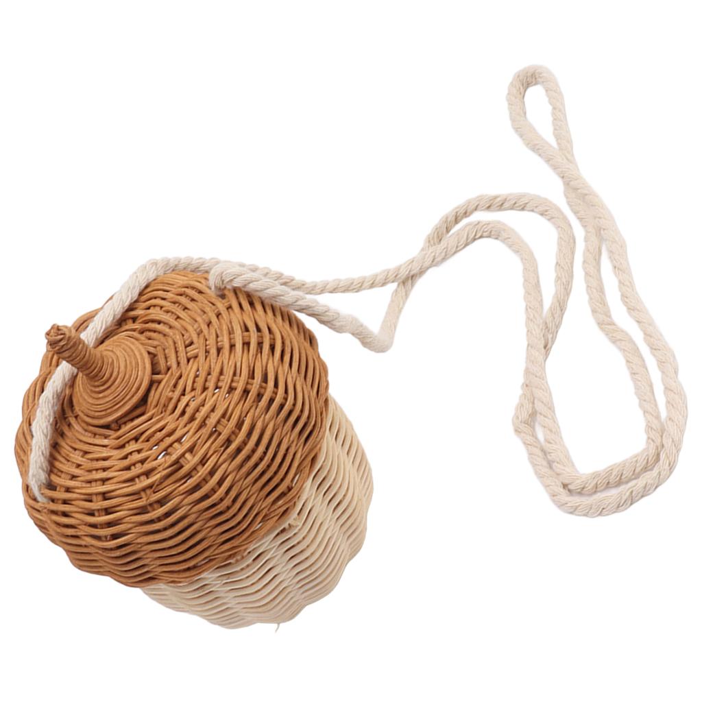 Small Rattan Storage Basket Hand Woven Decorative Acorn Shaped Basket Bag for Photography Props Household
