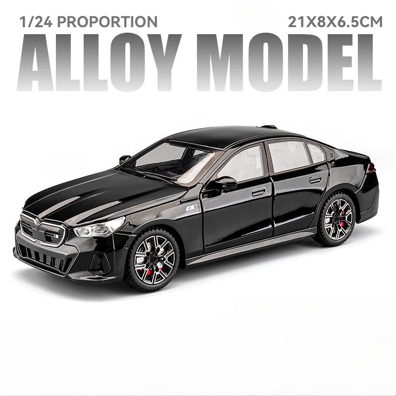 Diecast Miniature Voiture 1/24 BMW I5 M60 Alloy Car Model with Sound Light Children Boy Toy Vehicle Birthday Gift Home Decor