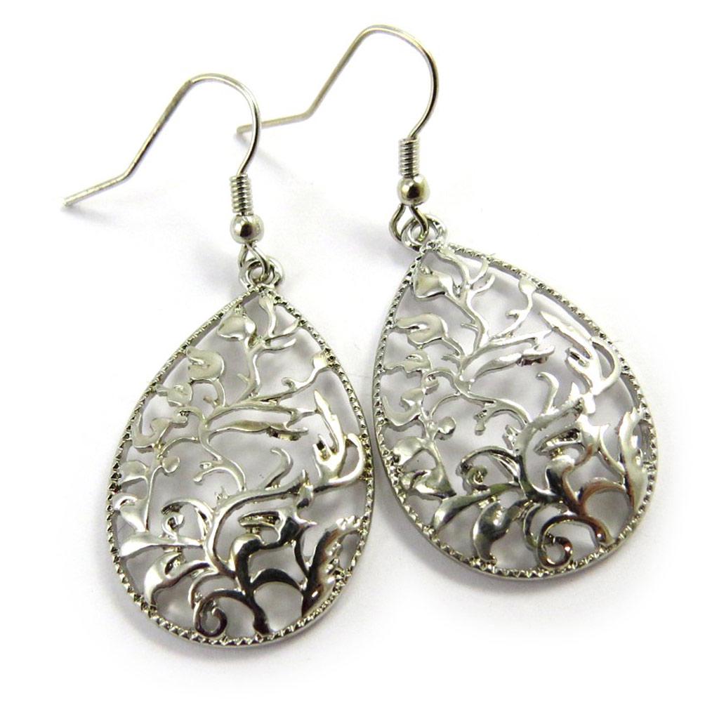 Les Trésors De Lily [L9691] - Silver 'Cunegonde' Designer Earrings