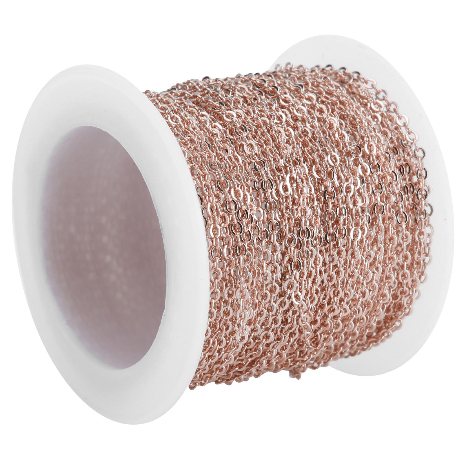 

DIY Jewelry Accessories 10meters Cross O Flat Chain Spool Bulk for Bracelet Necklace Extender Rose Gold