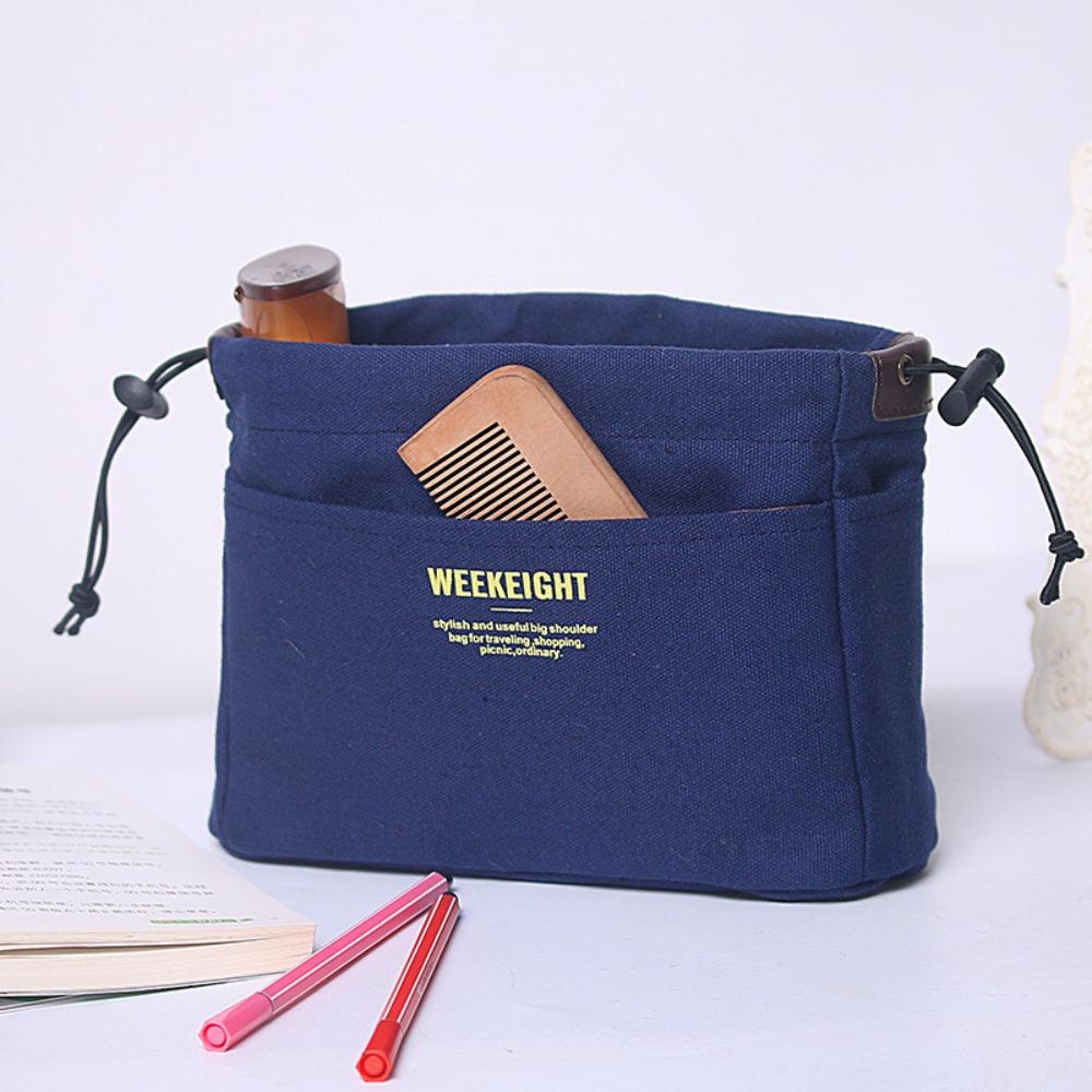

Multi-Pocket Handbag Insert Canvas Drawstring Cosmetic Bag Sundry Storage Bag Outdoor S темно-синий