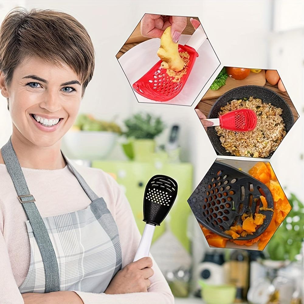 1PC Multifunctional Cooking Spoon Household Kitchen Strainer Scoop Heat-resistant Hanging Hole Potato Garlic Press Colander Tool
