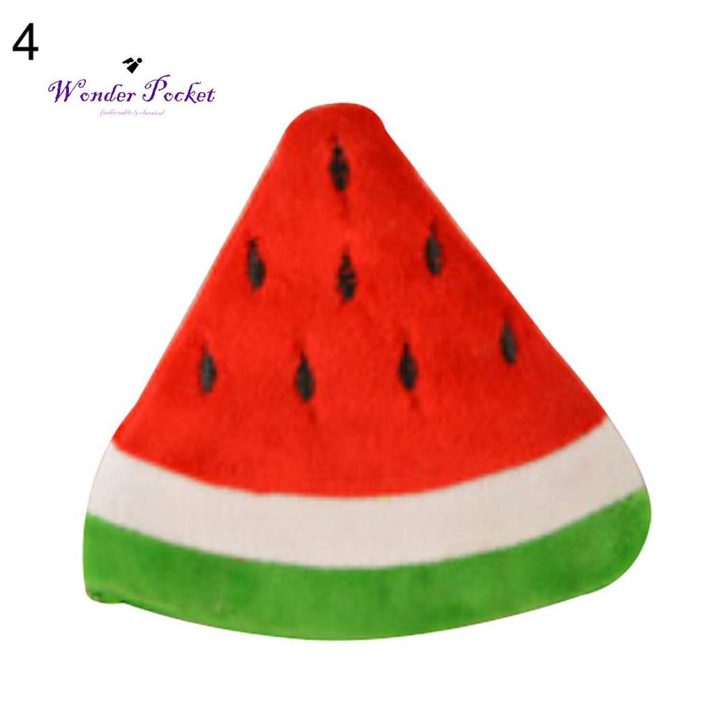 Wonder Pocket Watermelon Orange Fruit Shape Plush Keychain Pendant Coin Pocket Pouch Purse