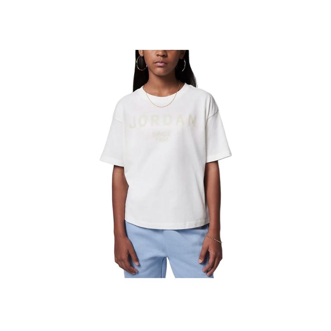 

Nike Детская повседневная футболка с круглым вырезом и коротким рукавом с буквенным принтом, детские топы, цвет «парус-белый» HQ8157-133 L