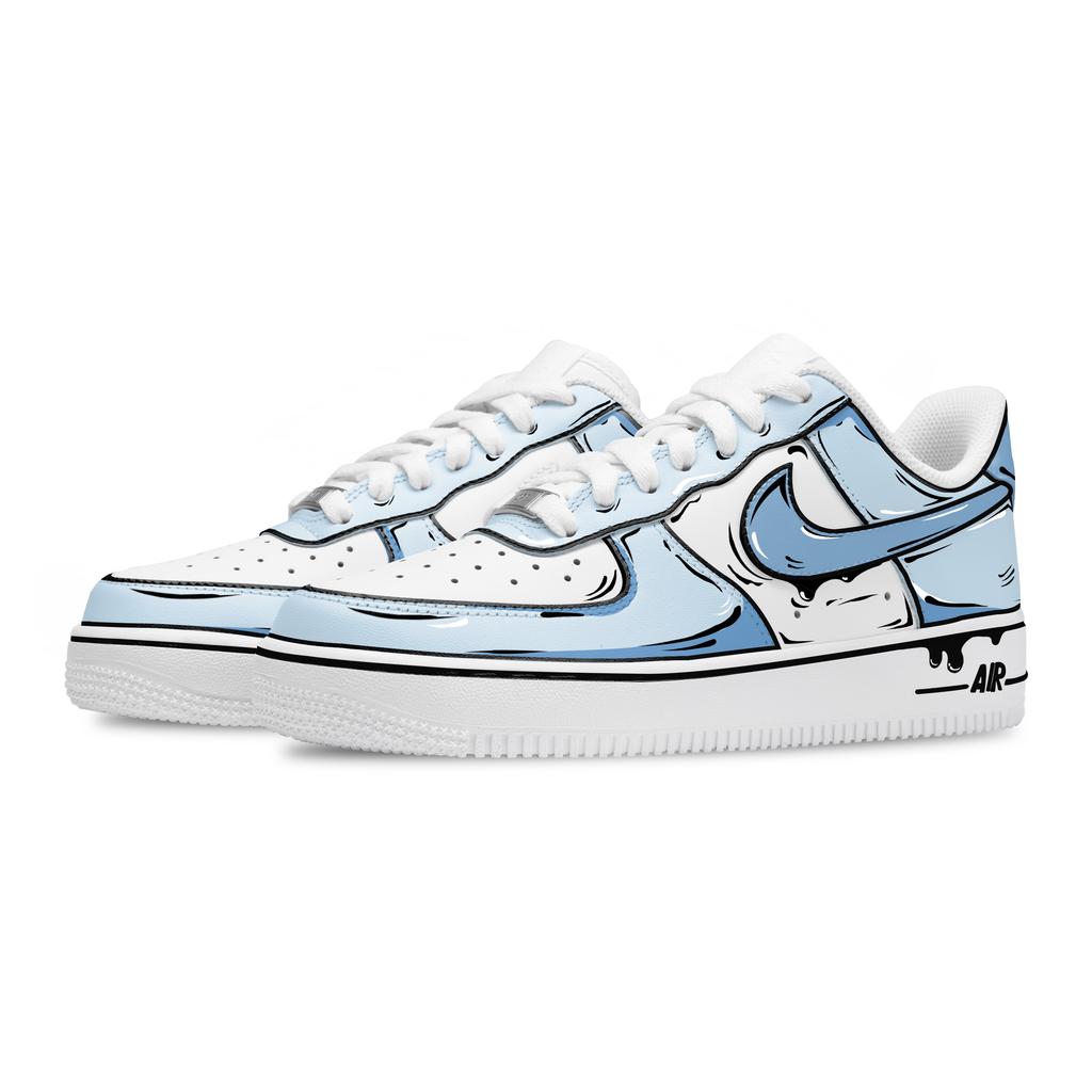 Nike Air Force 1 Comic Sky Abrasion Resistant Low Top Skateboard Shoes Unisex White Blue CW2288-111(Team796-)