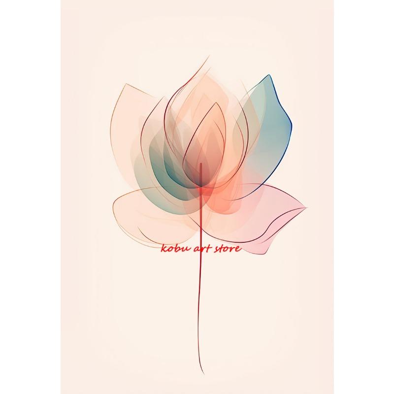 Abstract Watercolor Lotus Flower Posters Prints Colorful Floral Botanical Canvas Painting for Living Room Decor Wall Art Picture