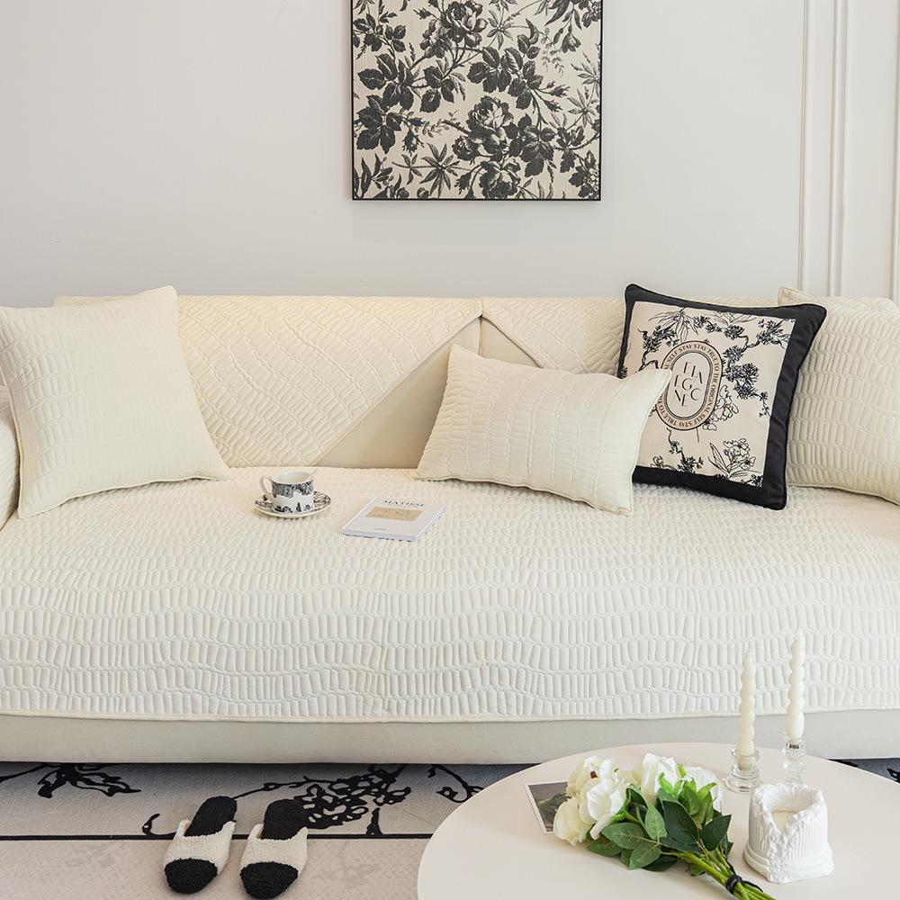 Winter Crystal Velvet Sofa Cushion New Light French Cream Style Cover Cover Cloth Leather Sofa Cushion