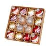 16PCS Red And Gold Christmas Ball Ornaments Set Festive Patterned Xmas Tree Decorations For Holiday Season