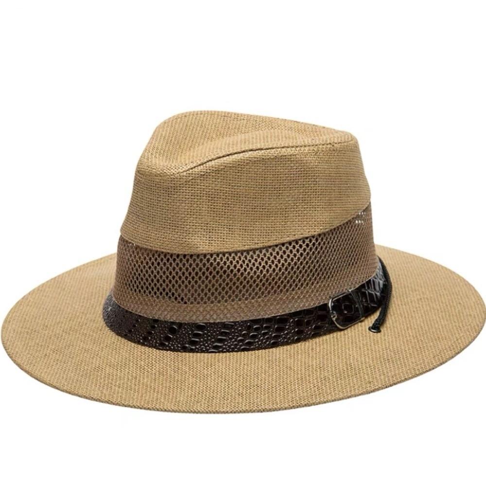 New Breathable Western Cowboy Hat Mesh Wide Brim Straw Hat Sun Protection Sun Hat Summer хаки