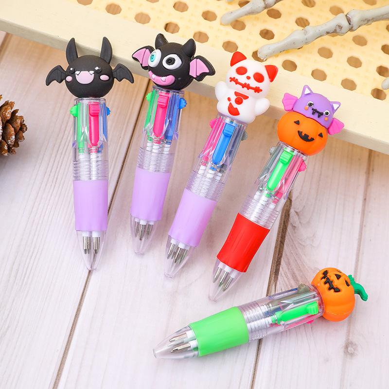 50-1 Halloween Mini Four-color Ballpoint Pen Cute Cartoon Halloween Gift Colored Pen for Elementary School Students