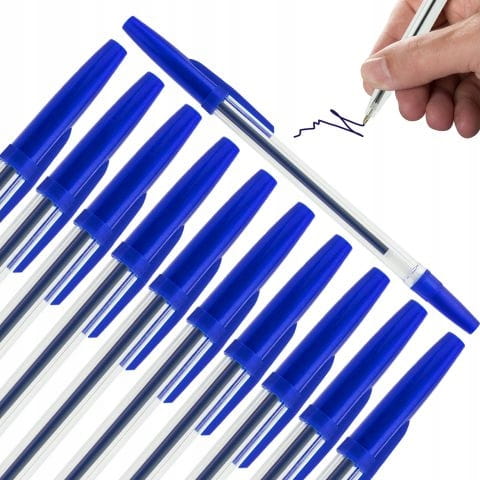 Set of 10 blue pens for universal office use