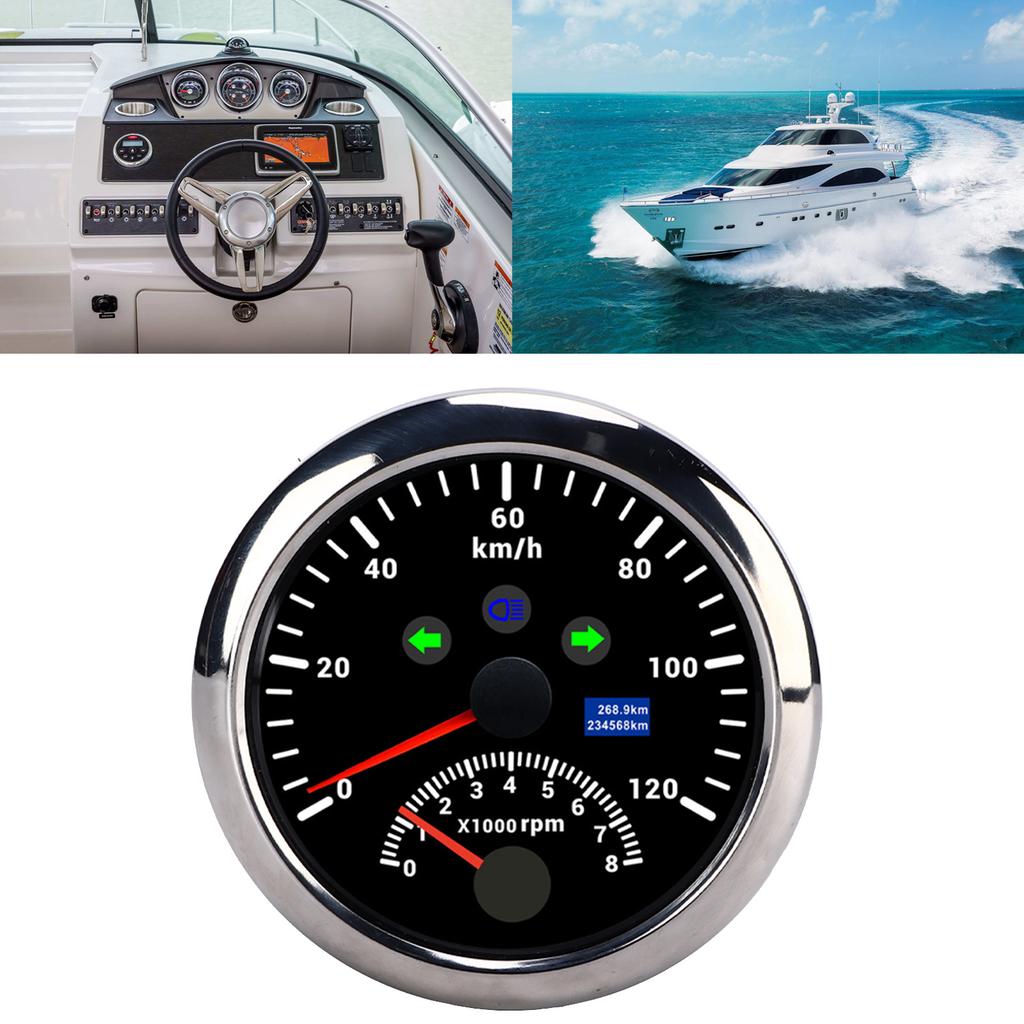 85mm 120kmCelsiush GPS Speedometer 0‑8000rpm Tachometer Gauge LCD Multicolored Backlight for Car Boat Yacht RV Truck