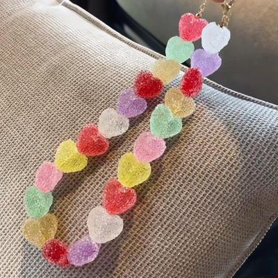 Schattige Snoepkleur Hart Hars Ketting: Zoete Dopamine Design Choker