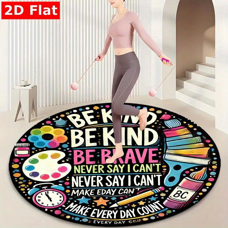 Be Kind Be Brave Motivational Quote School Supply Graffiti Round Rug Flannel Carpet For Classroom Kids Study Area Educational