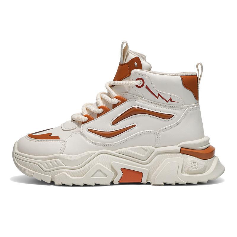 Men's Shoes Autumn Breathable Youth Casual Running High-top Sports Shoes Thick-soled Heightening Versatile Little White Dad Trendy Shoes