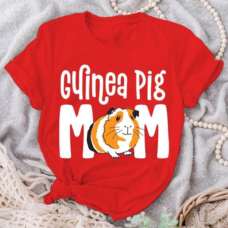 

Морская свинка Мама Футболка Женская Буква Футболки Ежедневные повседневные рубашки Модная уличная блузка Топ