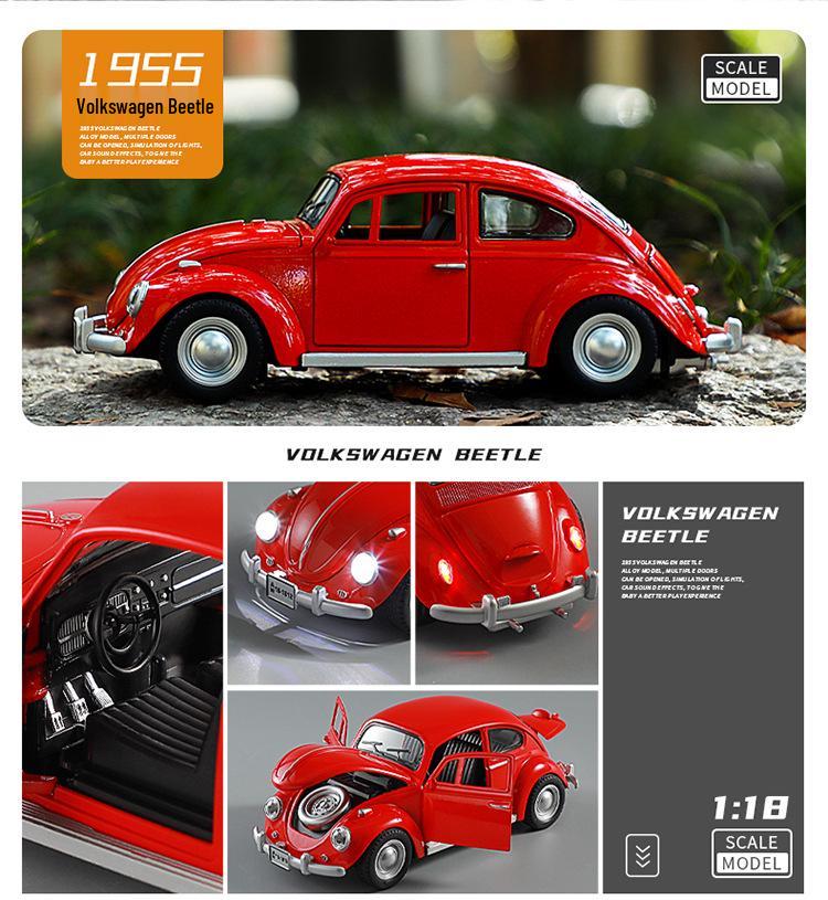1:18 Volkswagen Beetle Diecast Model - Classic Retro Vintage Collection Toy Car Ornament