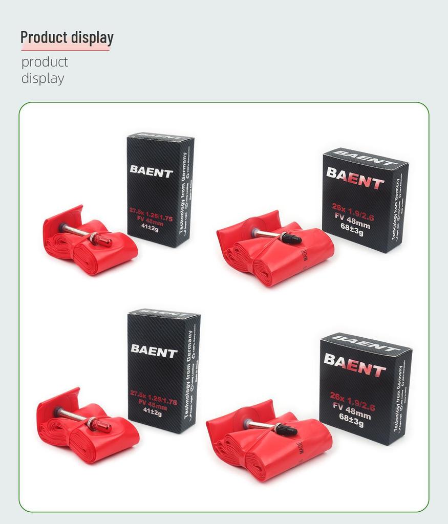 BAENT Ultralight 700C Road Bike Tube 20x1 (1-1/8), Wear-Resistant, Lightweight, Durable, Presta Valve F/V60