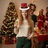 Christmas Party Hat Red Green Santa Clauses Cap Breathable Hats Holiday Costume Accessories For Adults Kids Event