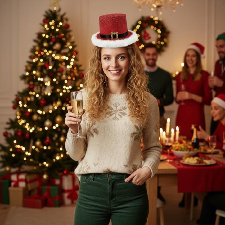 Christmas Party Hat Red Green Santa Clauses Cap Breathable Hats Holiday Costume Accessories For Adults Kids Event