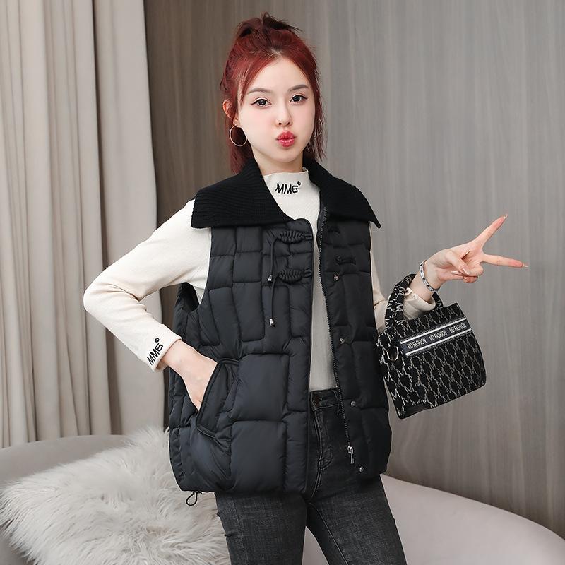Autumn and winter new down cotton vest female Korean version student loose cotton jacket vest lapel vest jacket female