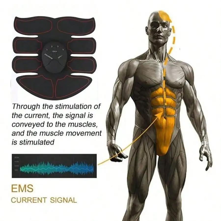 2026 Wireless EMS Hip Trainer Muscle Stimulator, Abdominal Stimulator Fitness Massage Device For Body Slimming Rechargeable nero