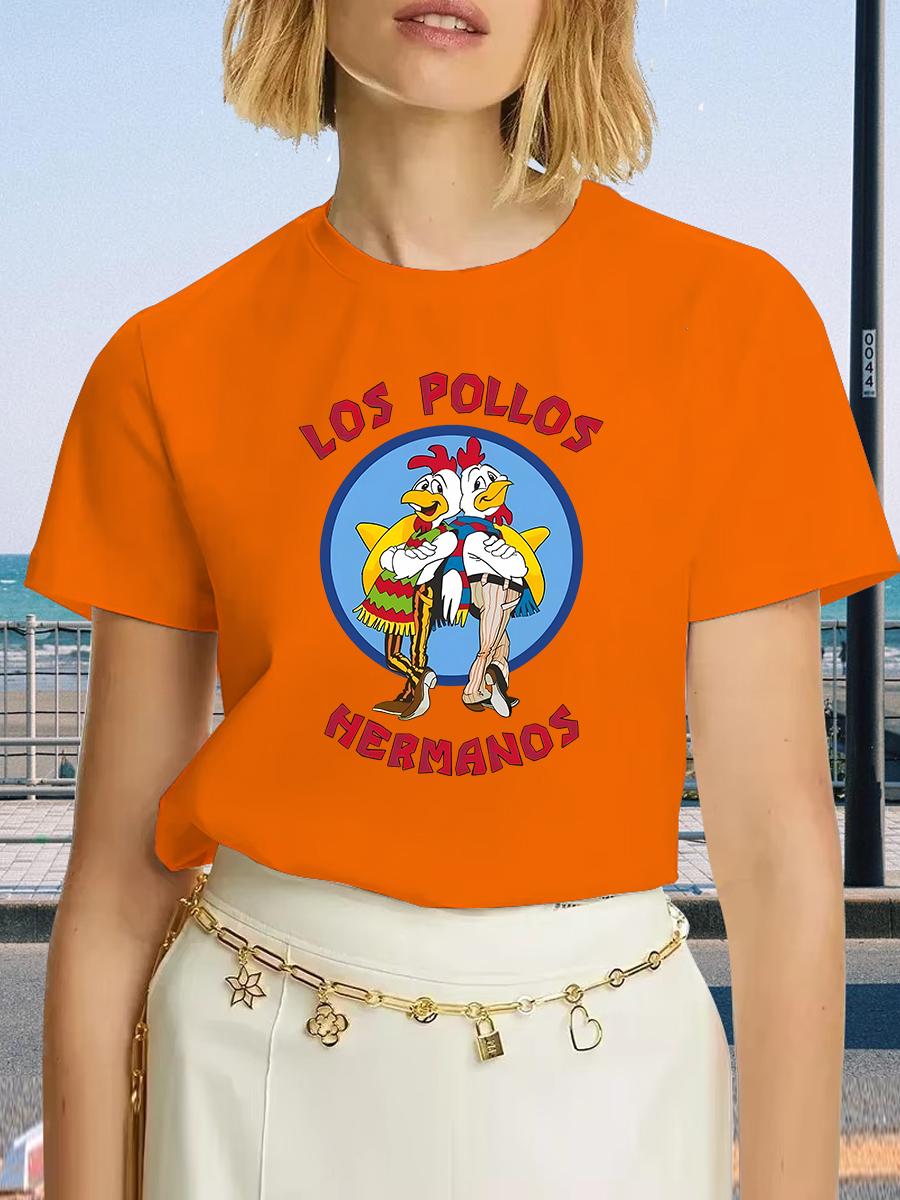 

Розкішний бренд LOS POLLOS HERMANOS Графічна футболка Літні повсякденні футболки для жіночих чоловічих дівчачих вуличного одягу Футболка з коротким рукавом L
