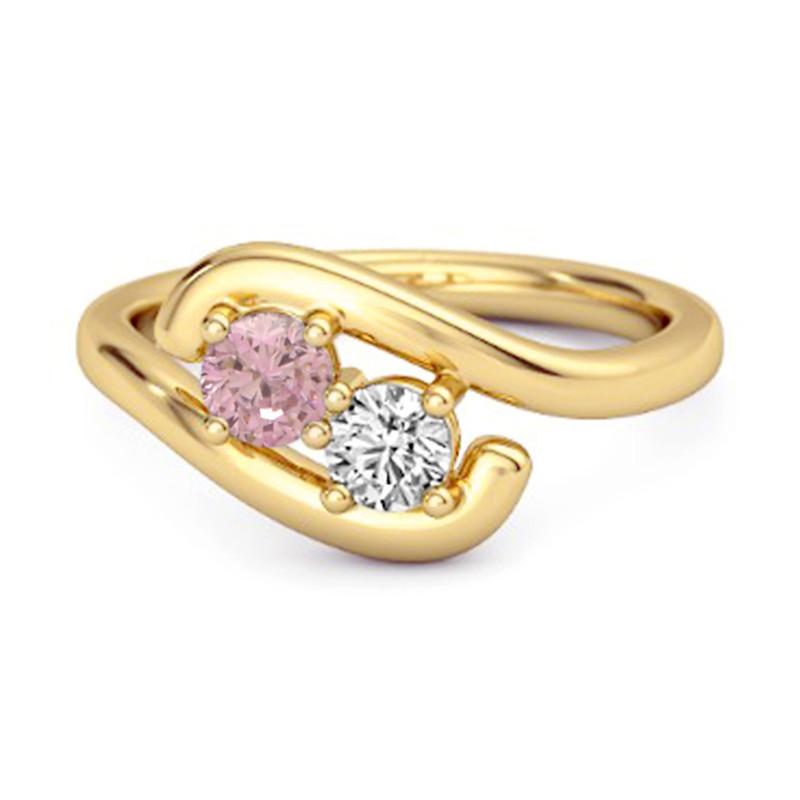 

925 Sterling Silver Gold Vermeil Pink Topaz Two-Stone Bypass Women Wedding Ring 8 жовтий/золотий