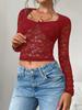 Women y2k Sexy Wind Slim Hollow Long Sleeve Tie Lace Shirt Top
