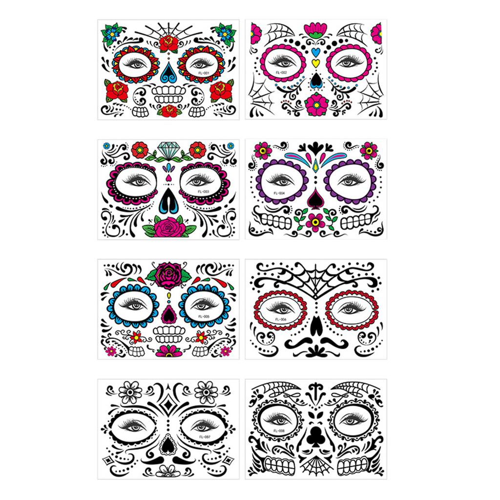 Mexico Halloween Large Mouth Face Tattoo Stickers Holiday Temporary Spookys Horror Mouth Spookys Look Stickers for Cosplay Part