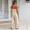 Jumpsuit Set for Women Slim Fit Straight Pants Backless Summer Spring Outfit