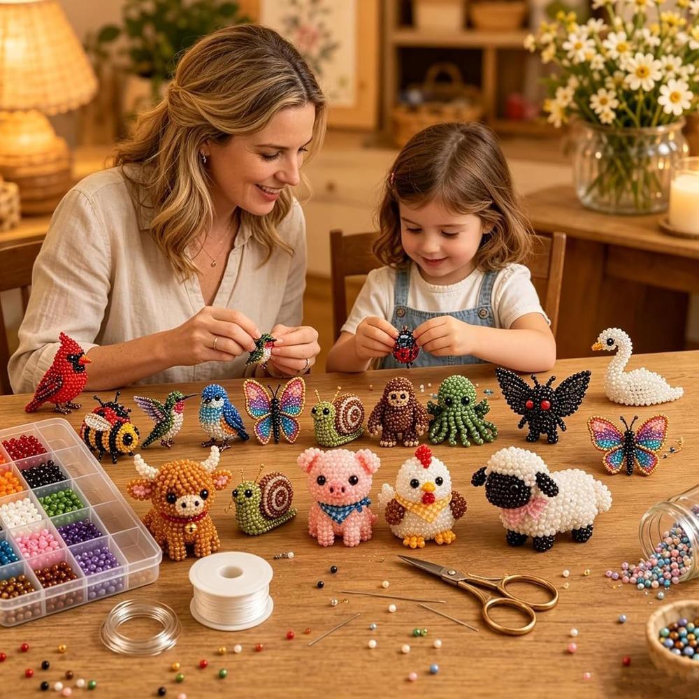 Tiny 3D Beaded Animal DIY Kit, Petite 3D Beaded Animal Craft Kit, 2026 New Cute Beaded Animal Kit with Colorful Beads and Instructions for Teens