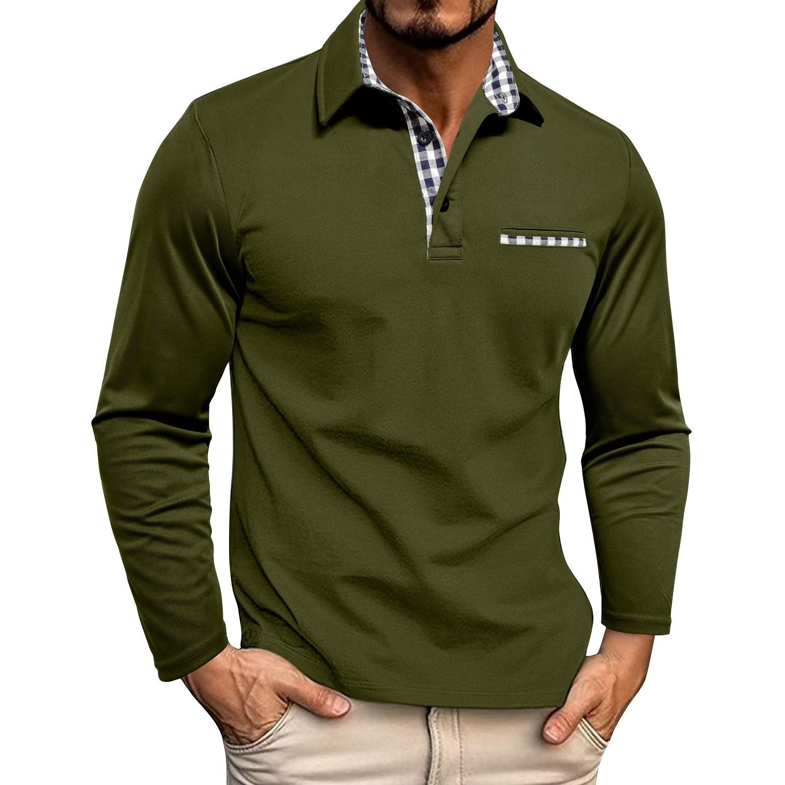 Men s Spring Color Long Sleeve Lapel Shirt Men s Casual Fashion Shirt XL