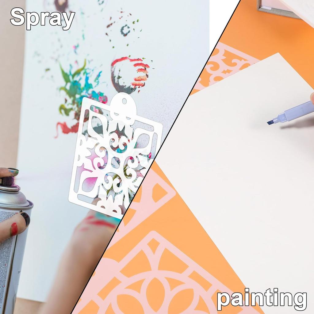 25 Pcs Scroll Tile Cookie Stencils, Royal Icing Cookie Cake Stencils Reble Pattern, Chinoiserie Tiles Airbrush Painting Stencil, Craft Painting