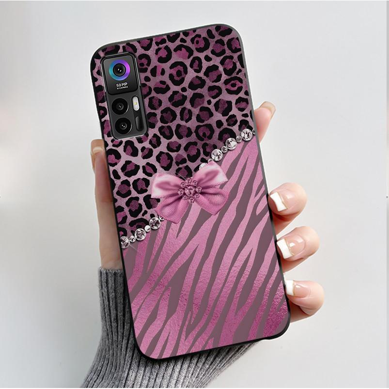 Case For TCL 30 Plus 30 5G T676K T676J T676H T776H Phone Case Fashion Butterfly Flowers Black Silicone Shockproof Cover Casing