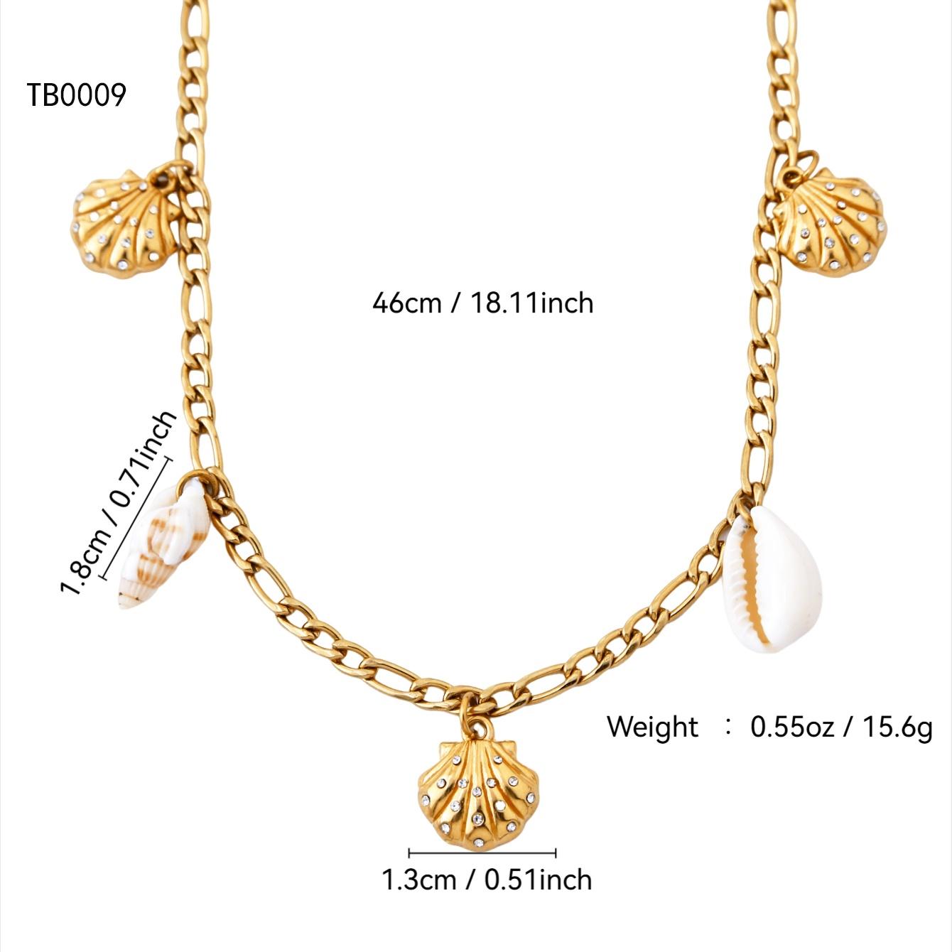 

Летняя пляжная серия Модная элегантная винтажная подвеска-шарм из нержавеющей стали с 18-каратным золотым покрытием, с бриллиантами и ракушкой, ожерелье для женщин