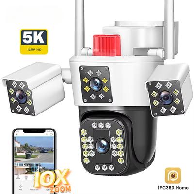 Nová 6K 12MP WiFi kamera venkovní 10x zoom tři objektivy tři obrazovky PTZ bezpečnostní kamera automatické sledování CCTV video dohled IP kamery