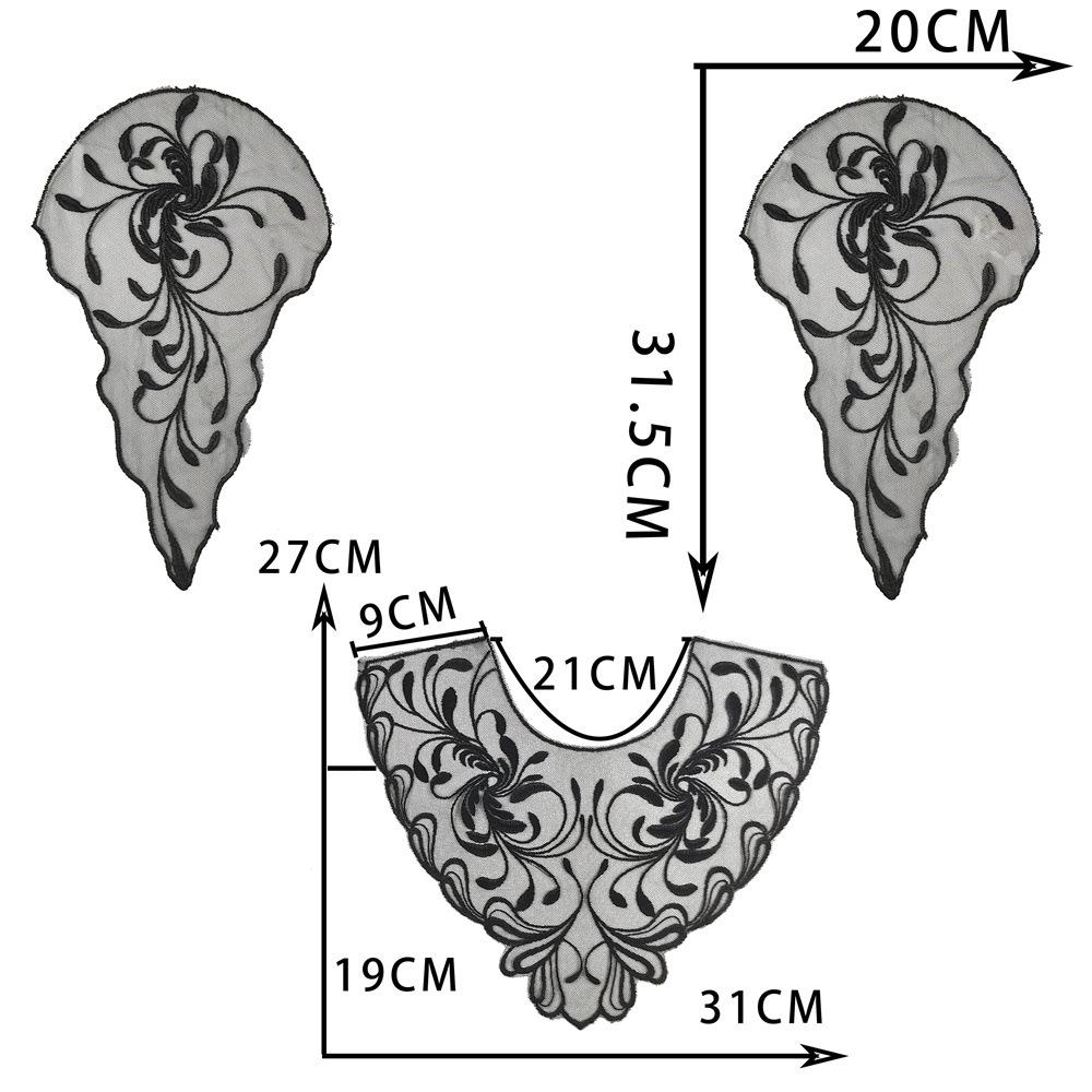 Black Embroidered Mesh Organza Front Collar Collar Sewing Lace Diy Decorative Dress Wedding Dress Accessories