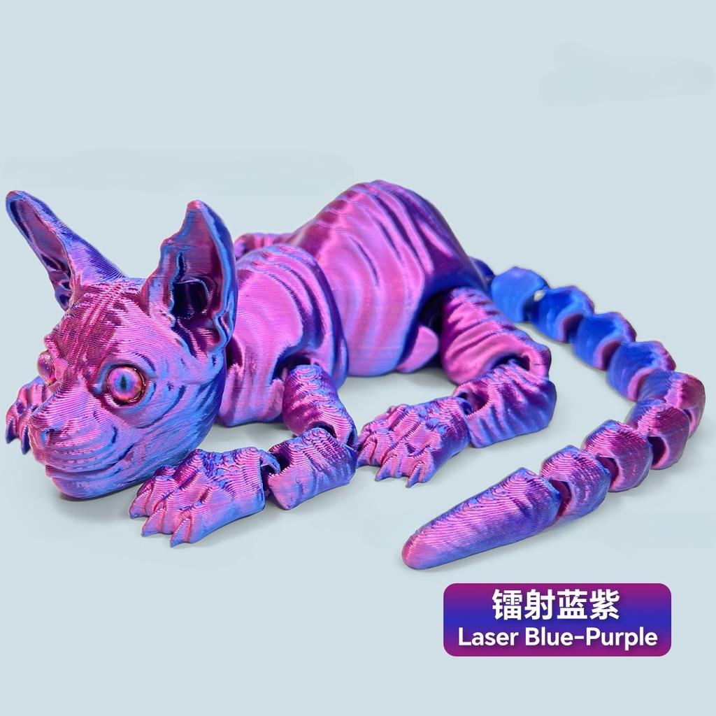 2025 Hot 3D Printed Sphynx Cat Realistic Hairless Cat Figurine Cute Mini Desk Toy Articulated Fidget Toys for Lovers Home Decors