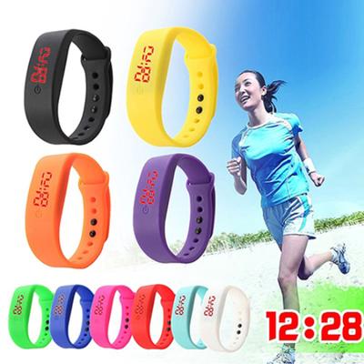 Kvinnor Män Silikonband Rem Digital LED-display Armband Armklocka Sportklocka