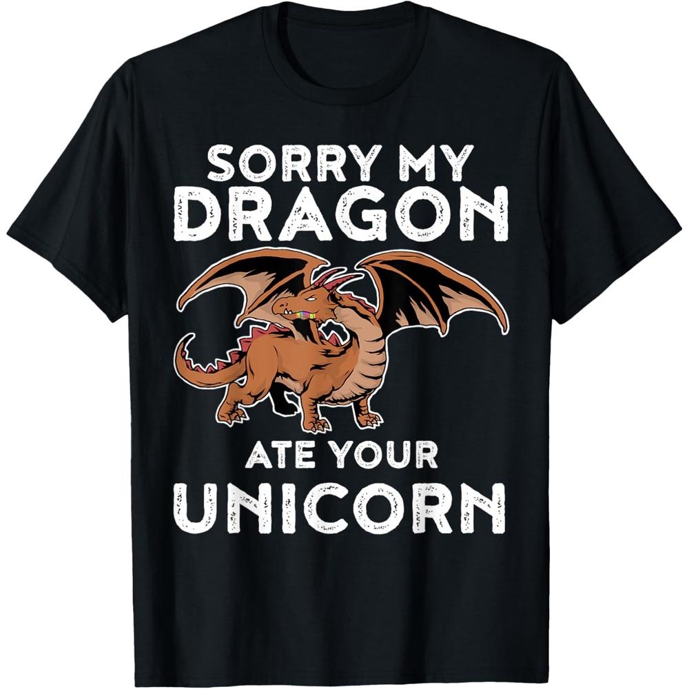 Sorry My Dragon Ate Your Unicorn TShirt | Funny Dragon Shirt T-Shirt XXL чёрный