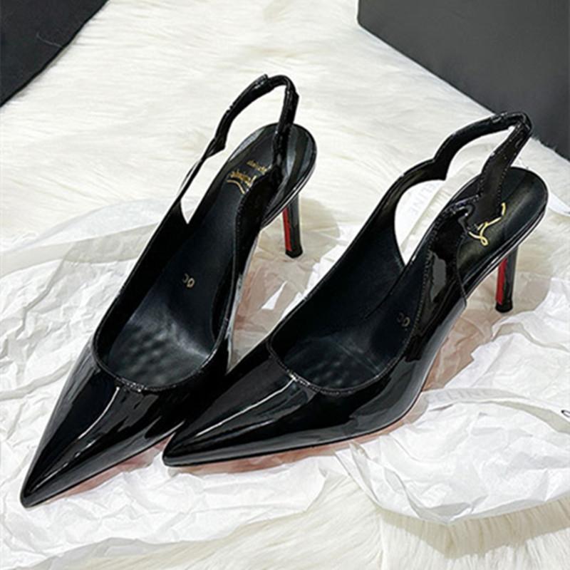Fashion Sexy Brand Pointed Toe Thin High Heels Women Hollow Elegant Office Shoes Patent Leather Classic Designer Sandals Women Pumps