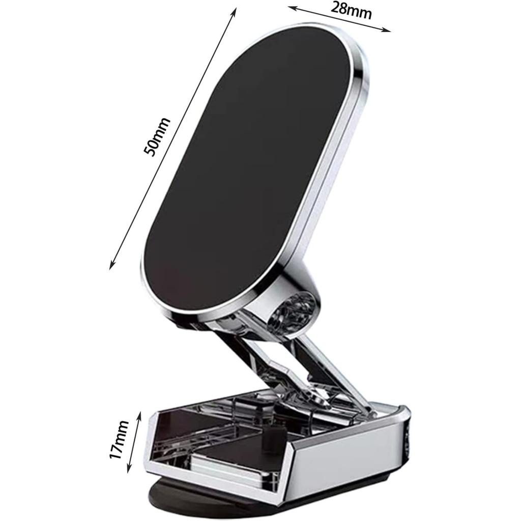 Foldable Metal Car Phone Holder, 720° Rotatable Strong Magnetic Flip Holder, Universal Dashboard Car Holder, Magnetic Mobile Phone Holder