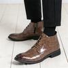 Winter Fashion Brand Designer Men's Pointed Lace Up Casual Chelsea Shoes Wedding Dress Motorcycle Footwear High Top Ankle Boots