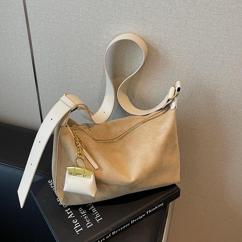 Retro high-end underarm bag women's 2025 new large-capacity soft suede tote bag simple shoulder bag