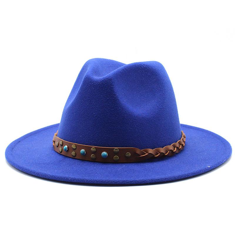 Felt Hat British Belt Vintage Versatile Top Hat Men'S And Women'S Jazz Hat Wool Hat