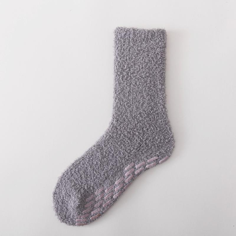 5/10 Paia Calzini Casual Autunnali Invernali Ispessiti Caldi in Pile Corallo per Donna Colore Unito Antiscivolo Senza Perdita di Pelo Calzini da Casa Casual a Mezza Gamba da Donna
